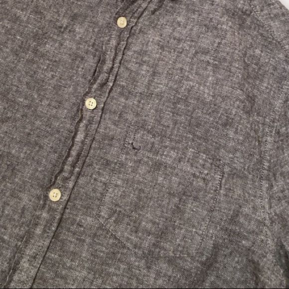 URBANMAN Linen Blend Heathered Gray Button Down Shirt - Picture 3 of 10